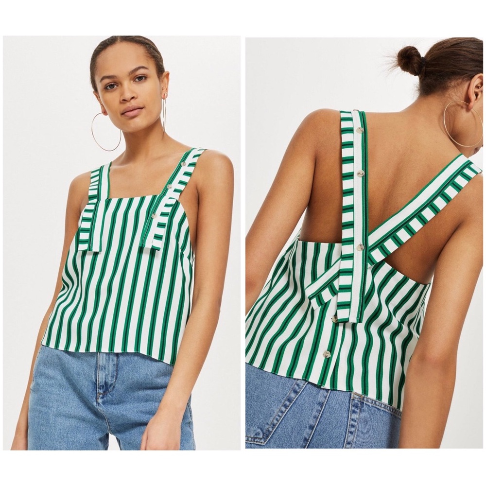 Topshop Striped Button Camisole Top
